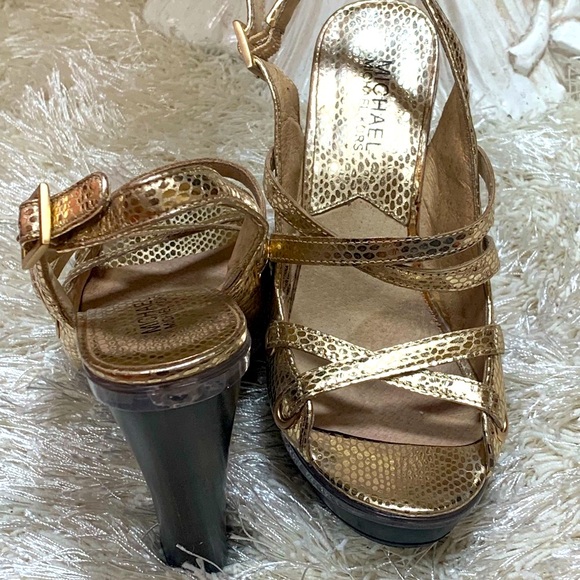 MICHAEL KORS Gold Leather Heels - Picture 3 of 9